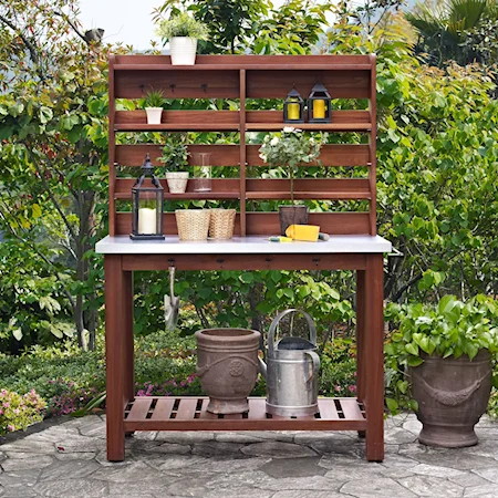 Zinc Top Indoor / Outdoor Island Buffet and Hutch