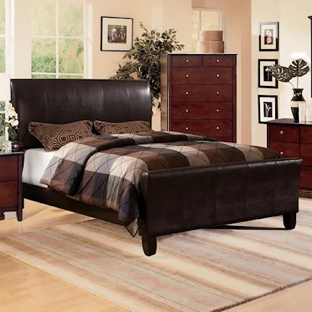 Queen Faux Leather Upholstered Bed