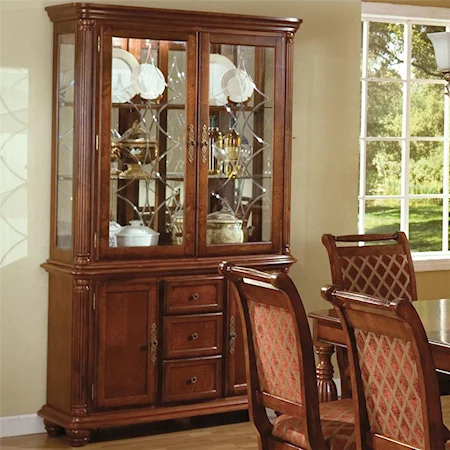 Traditional Buffet with Glass Door Hutch