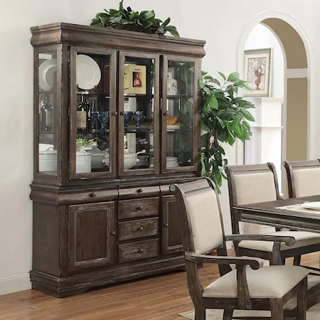 Buffet and Hutch with Three Glass Doors