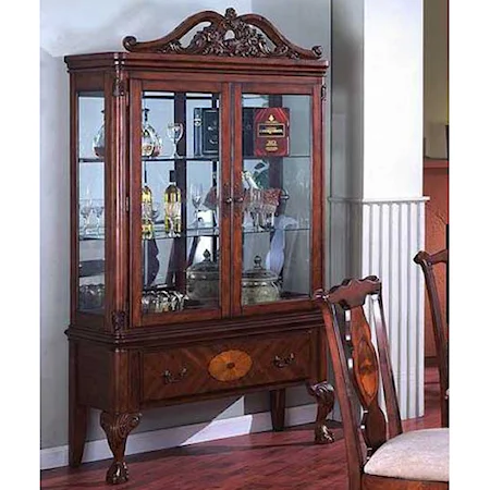 Two Glass Door Curio Cabinet with Drawer Storage