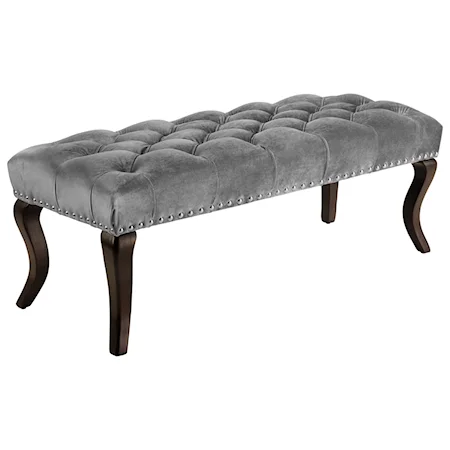 Traditional Upholstered Accent Bench with Nailhead Trim