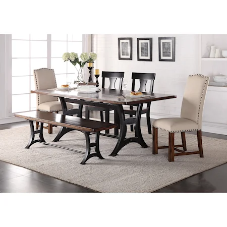 Mixed Style Dining Set with Bench