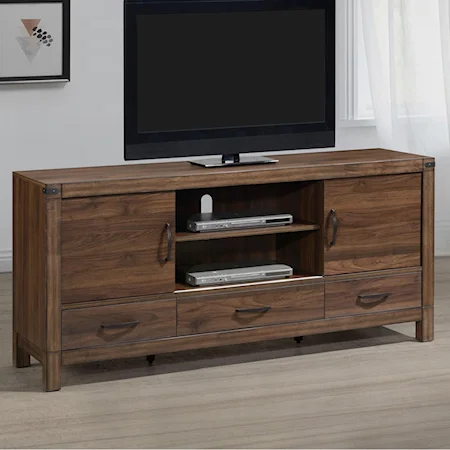 Rustic TV Stand with 3 Drawers and 2 Doors