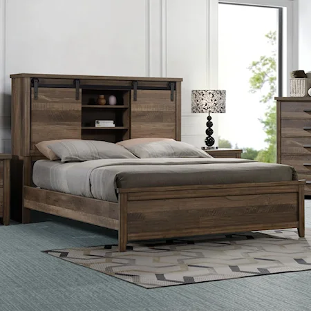 Rustic-Industrial King Bookcase Bed