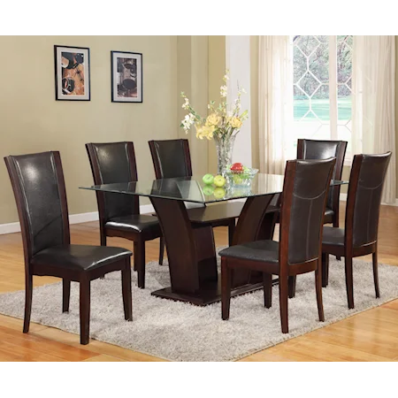 7 Piece Table and Upholstered Chair Set