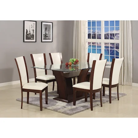 7 Piece Table and Upholstered Chair Set