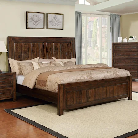 Rustic King Panel Bed