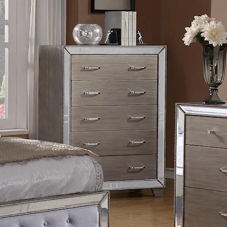Drawer Chest with Mirrored Accents