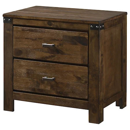 Rustic 2 Drawer Night Stand