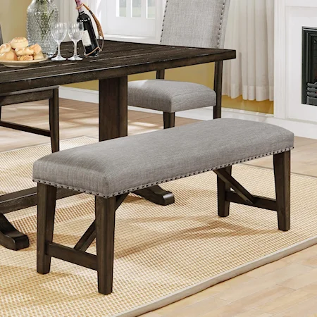 Upholstered Dining Bench with Nailhead Trim