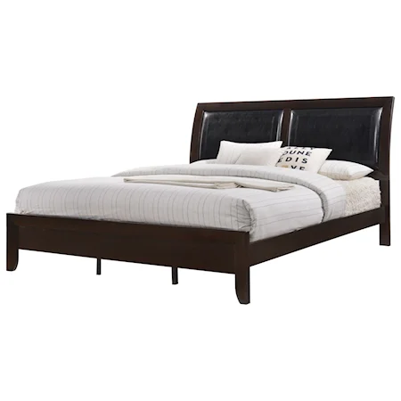 Casual King Low Profile Bed with Upholstered Headboard