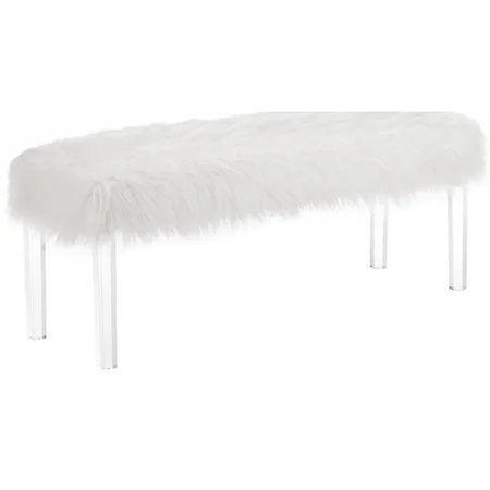 Glam Accent Bench with Faux Fur Seat