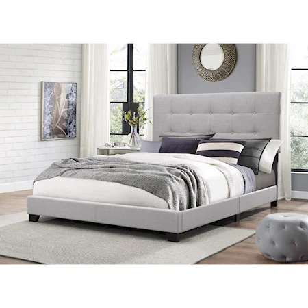 Full Upholstered Bed with Button Tufting