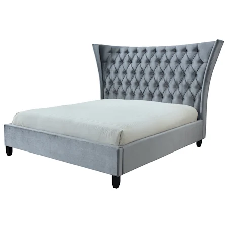 Contemporary Queen Upholstered Bed with Button Tufting