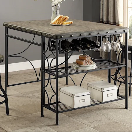 Craft Table with Built In Wine Bottle and Glass Storage