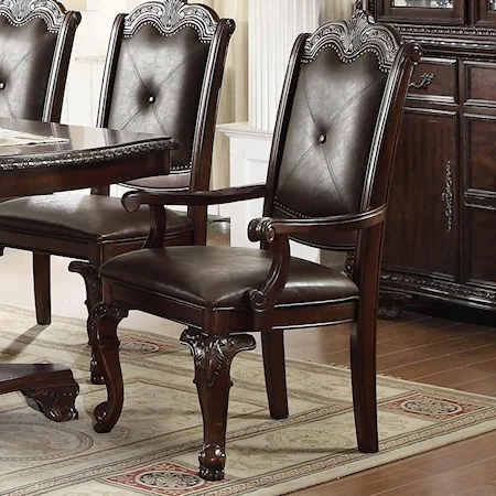 Traditional Dining Arm Chair with Upholstered Back and Seat