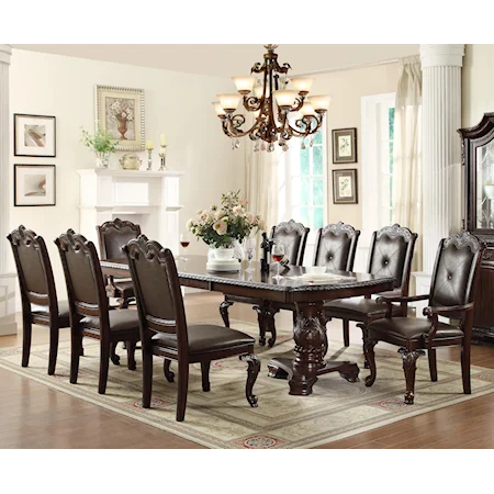 Traditonal Dining Table Set with 2 Arm Chairs and 6 Side Chairs
