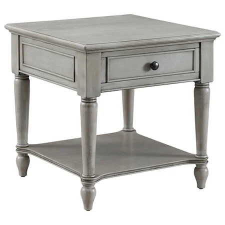 Transitional Square End Table with Drawer