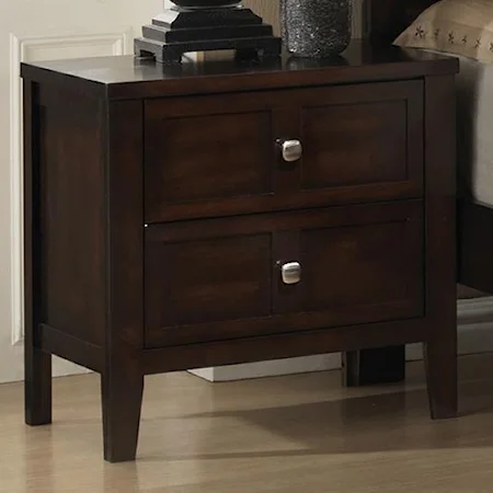 Night Stand with 2 Drawers and Knob Hardware