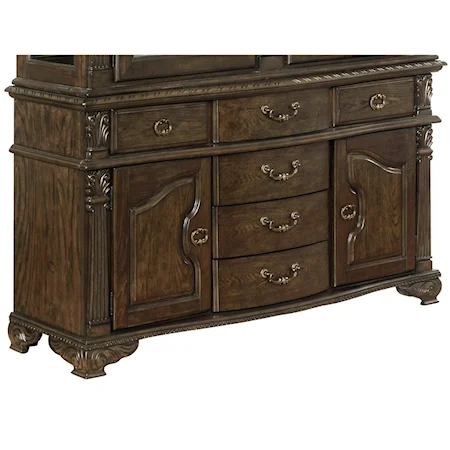 Traditional Six Drawer Buffet with Two Doors
