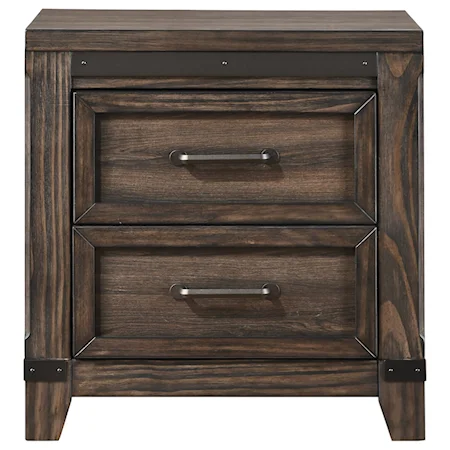 Two Drawer Night Stand with Metal Accents