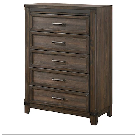 Five Drawer Chest with Metal Accents