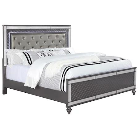 Glam King Upholstered Bed with Tufted Headboard