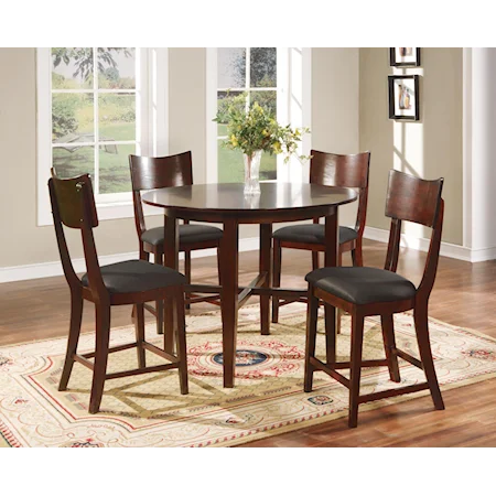 5-Piece Round Pub Table and Upholstered Chairs Set