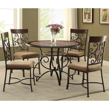 Casual Table and Chair Set with Scroll Motif
