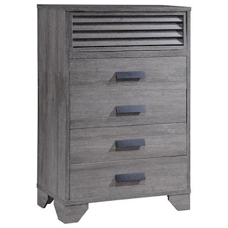 Casual Five Drawer Weathered Gray Chest