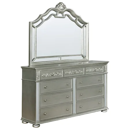 Glam 9 Drawer Dresser and Mirror Set