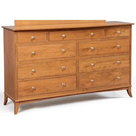 9-Drawer Double Dresser with Bow Front Top