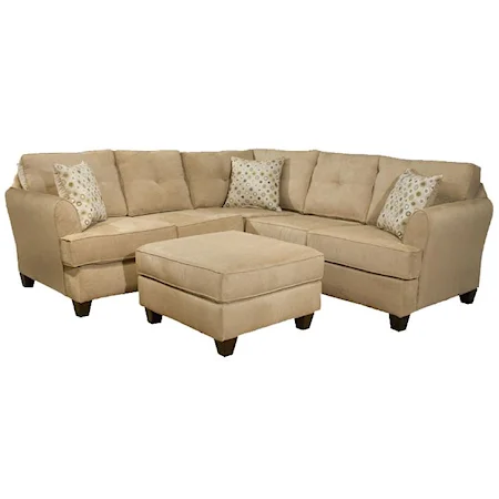 2 Piece Sectional Sofa with Exposed Wood Feet