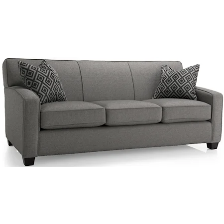 Contemporary Stationary Sofa with Accent Pillows