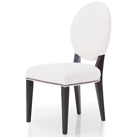 Upholstered Oval Back Dining Side Chair with Nails