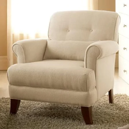 Casual Chair with Rolled Arms and Plush Cushions