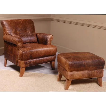 Casual Leather Chair and Ottoman