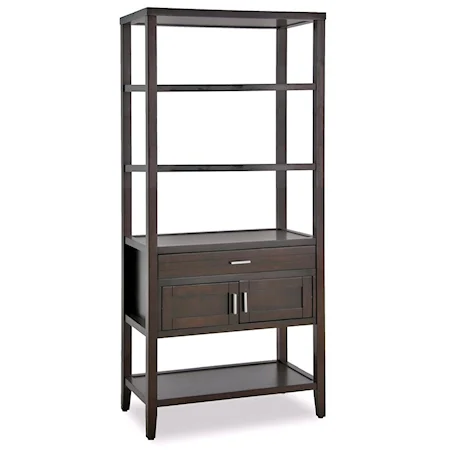 Contemporary Open Bookshelf with 2 Doors and 1 Drawer