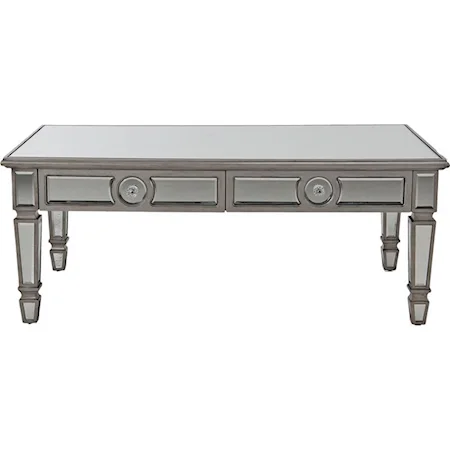 Glam Mirrored Coffee Table with Two Drawers