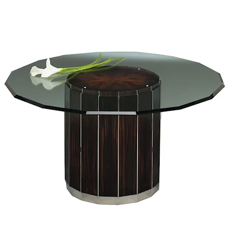 Milan Art Deco Faceted Base with Faceted 60 Inch Round Glass Top