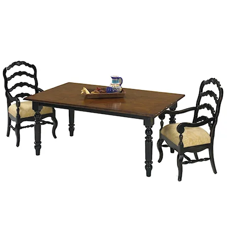 Newberry Rectangular Extension Farmhouse Table with Old World Black Base with Antique Pine Extension Top