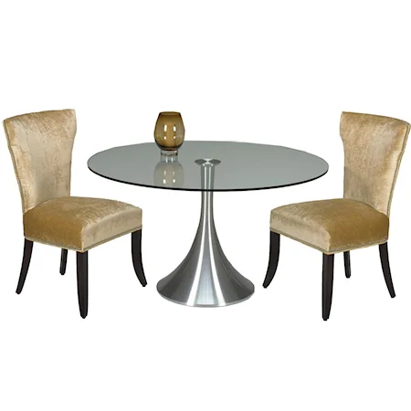 Del Mar Table with Spun Aluminum w/54 Inch Round Clear Glass Top