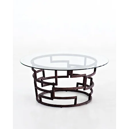 42" Round Cocktail Table with Glass Top