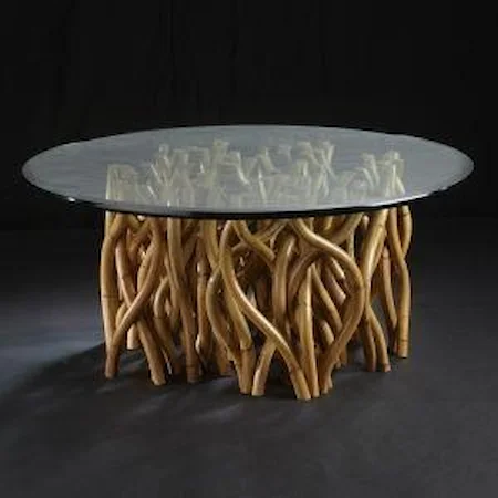 36" Rattan Wood Cocktail Table