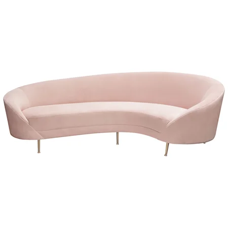 Glam Curved Sofa with Contoured Back