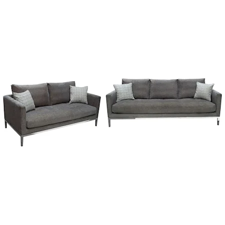 Modern Loose Pillow Back Sofa and Loveseat Set