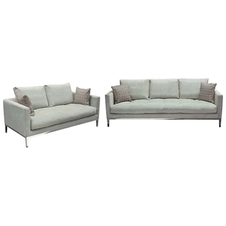 Modern Loose Pillow Back Sofa and Loveseat Set