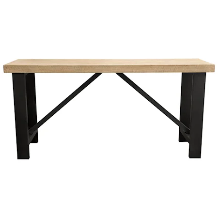 Industrial 83" Bar Height Table with Solid Pine Top
