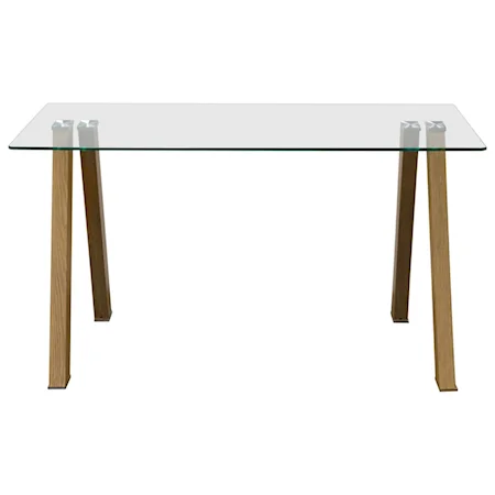 Rectangular Glass Top Dining Table with Metal Base